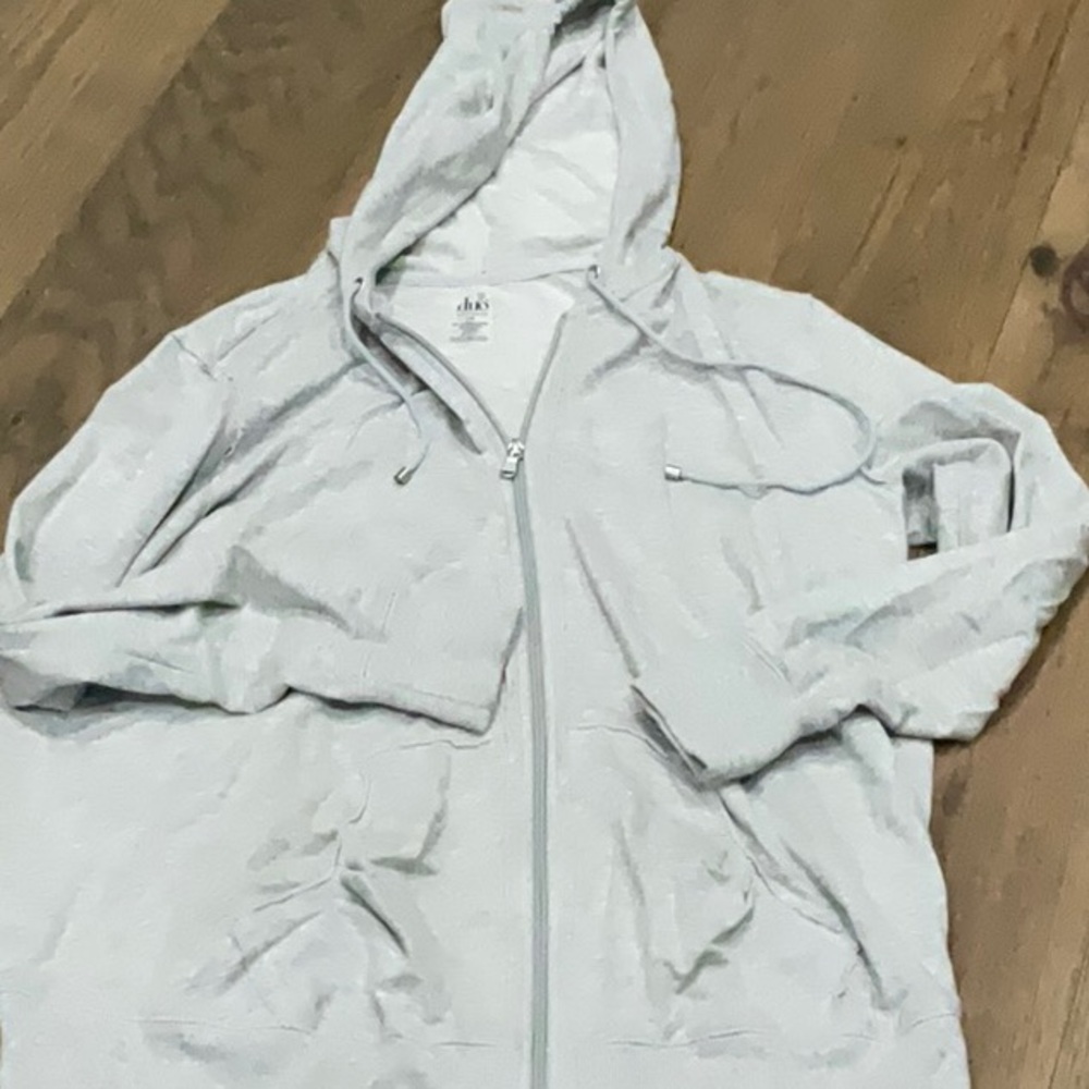 Maternity Light Gray Zip-Up Hoodie with Hood